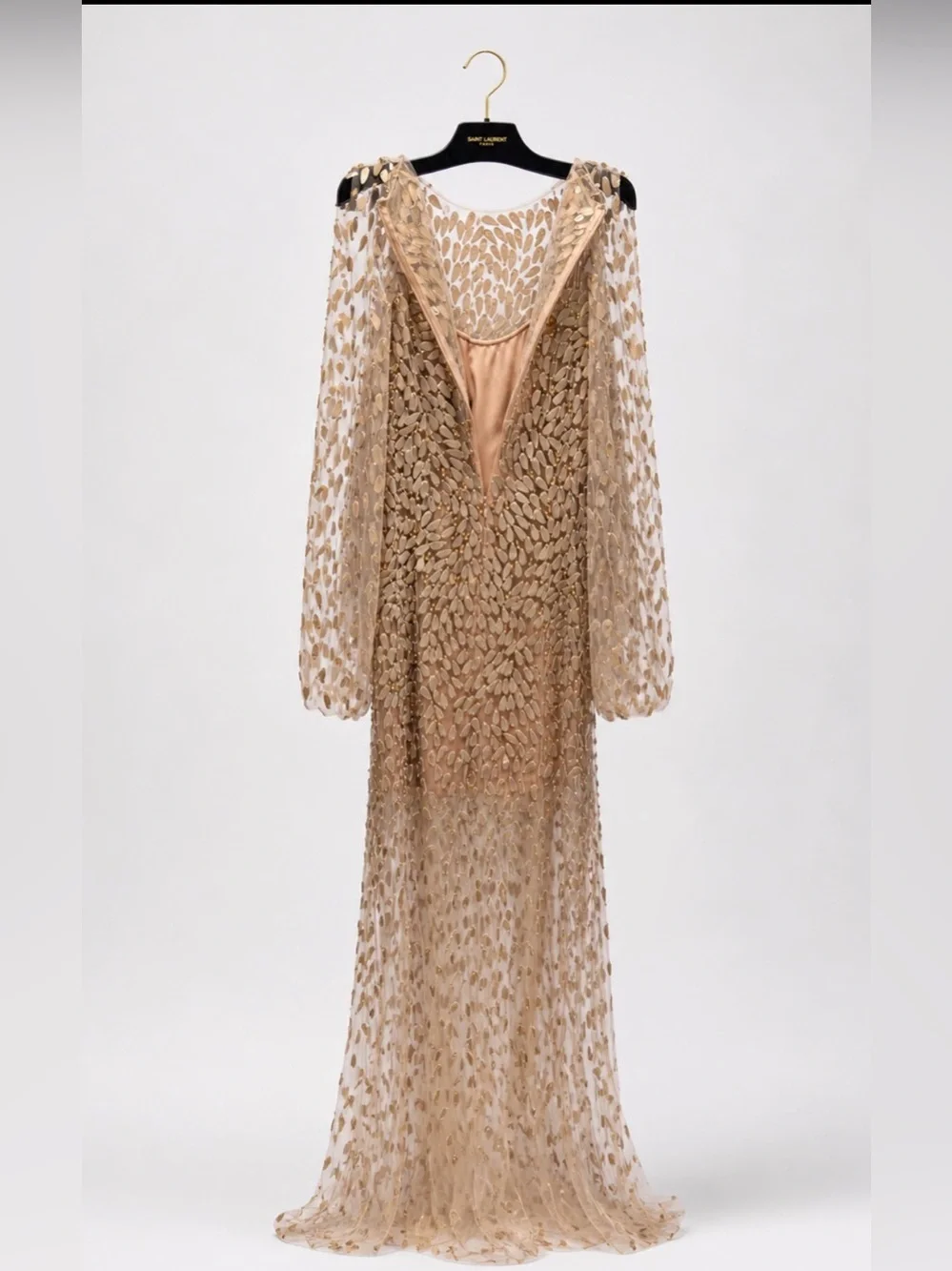 Jenny Packham sequined tulle caped gown